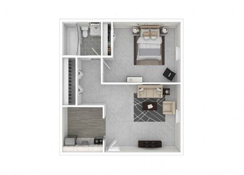 Floor plan for 1 bed, 1 bath, 650 sqft
